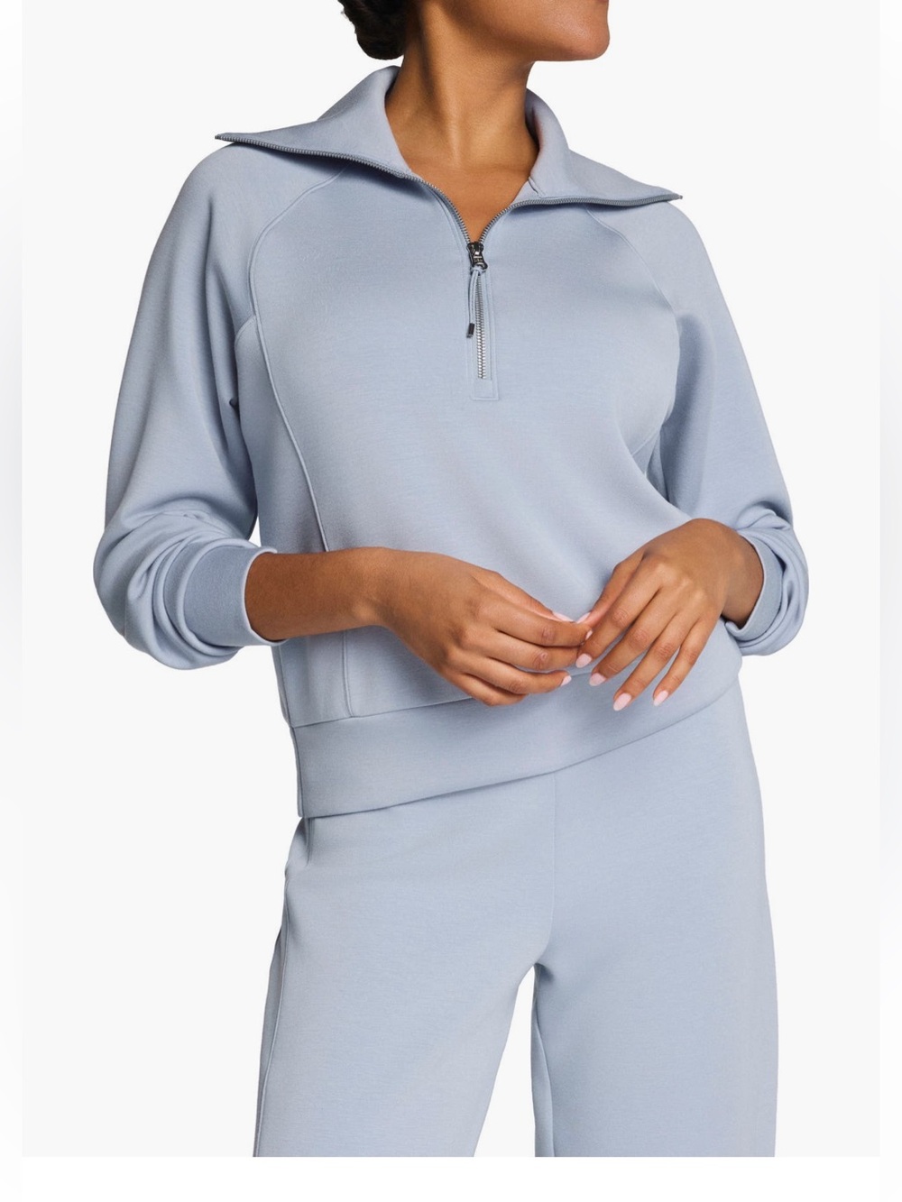 NWT SPANX Light Blue “Himalayan cloud” Half-Zip Pullover Sweatshirt size Medium